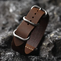 Handmade Head layer Cowhide Leather G10 Vintage For Military Watch Bracelet 20 22 24MM Vintage Leather Bracelet Straight Men