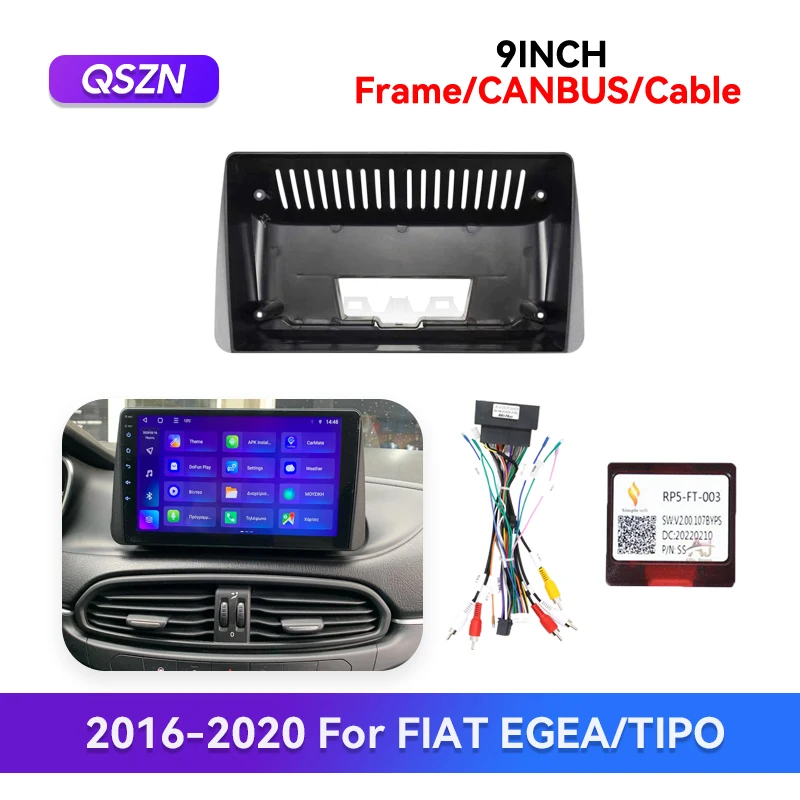 

QSZN 2016-2020 For FIAT EGEA/TIPO Car Frame Panel Mount Installation Dashboard Canbus adapter coneder cable harness faceplate