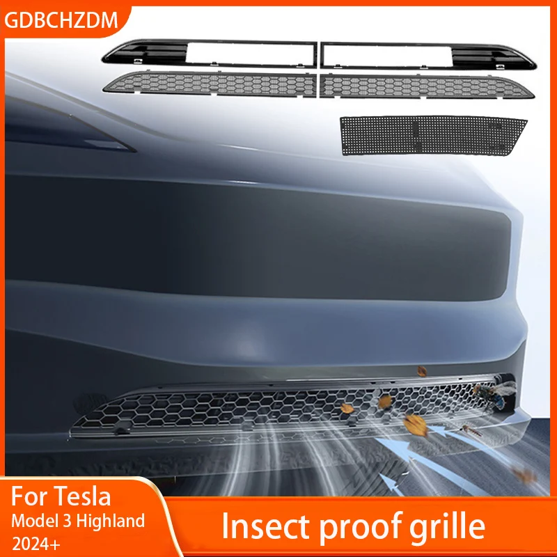 

For Tesla Model 3 Highland 2024 Front Bumper Grill Mesh Air Inlet Vent Cover Grille Guards Protector Anti-insect Net Accessories