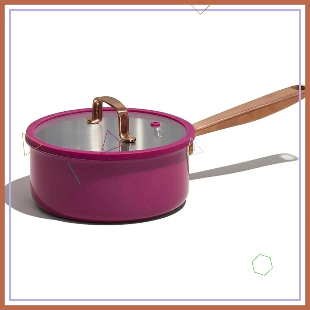 

2Qt Stainless Steel Saucepan with Ceramic Coating, Non-Toxic Cookware for Healthy Cooking, Even Heating