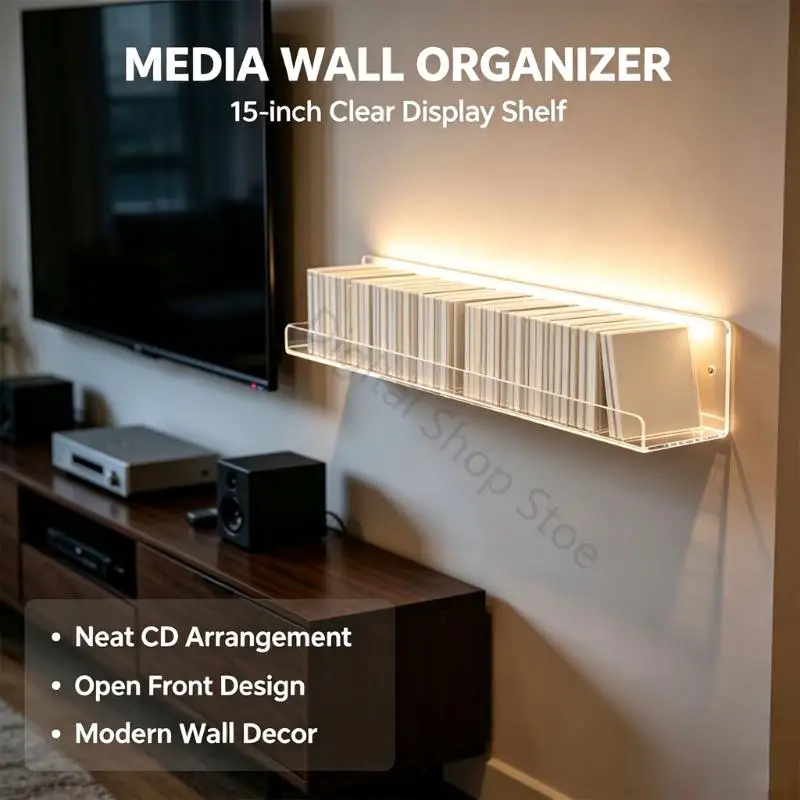 96BA Clear Record Display Shelves for Study or Media Room Wall Decor