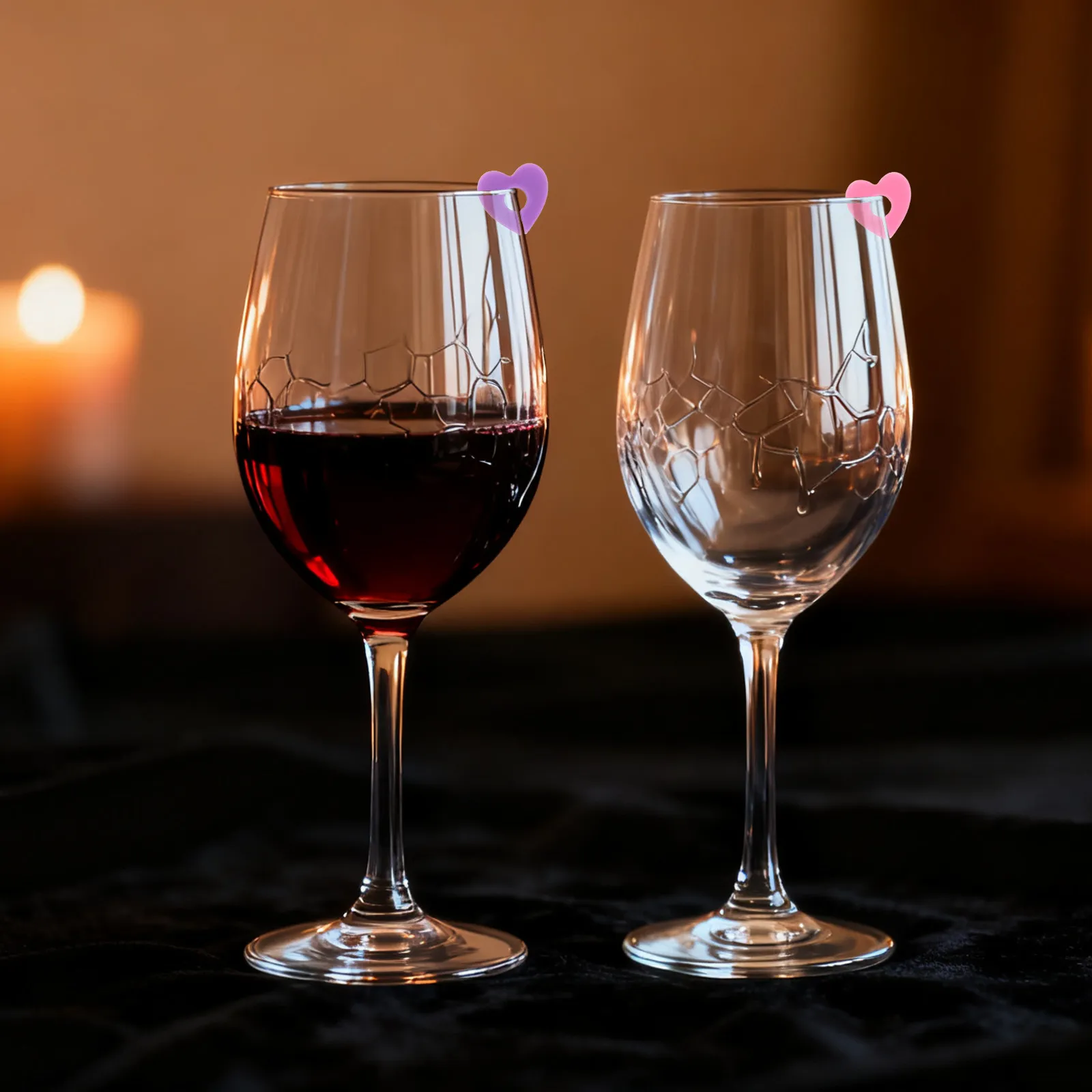 

12Pcs Heart Drink Tags Silicone Wine Glass Markers Stemless Glass Identifiers Reusable Party Drink Labels for Valentine