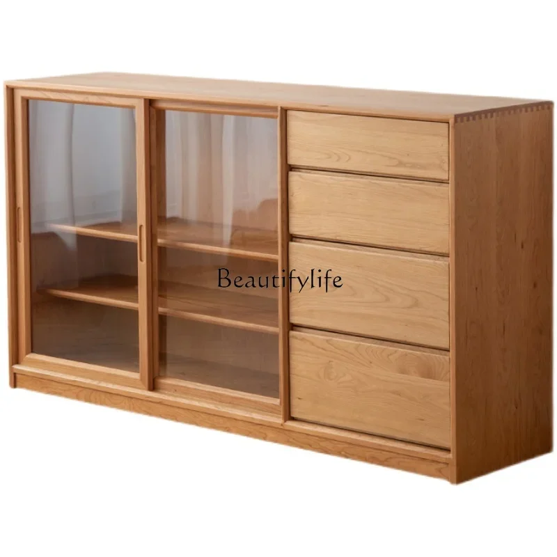 

1*Sideboard Cabinet Simple Modern Storage Solid Wood Japanese-Style Large Capacity Multi-Functional Storage Cabinet