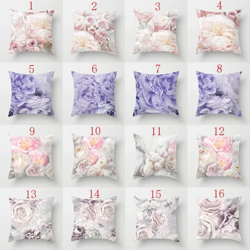 Rose Series Square Pillowcase Pillow Home Decoration Car Bedroom Sofa Cushion Cover (45cm*45cm)