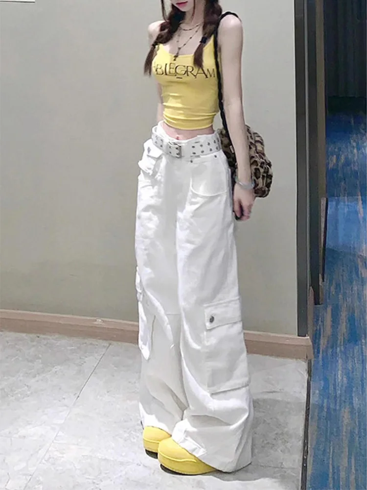 Amerikaanse High Street Casual werkbroek Dames Lente Zomer Nieuw ontwerp Zware multi-ket losse broek met wijde pijpen