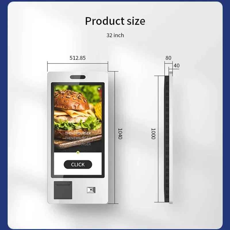 Capacitive Touch Screen Food Ordering Kiosk Self Pay System Supermarket Restaurant Self Service Machine