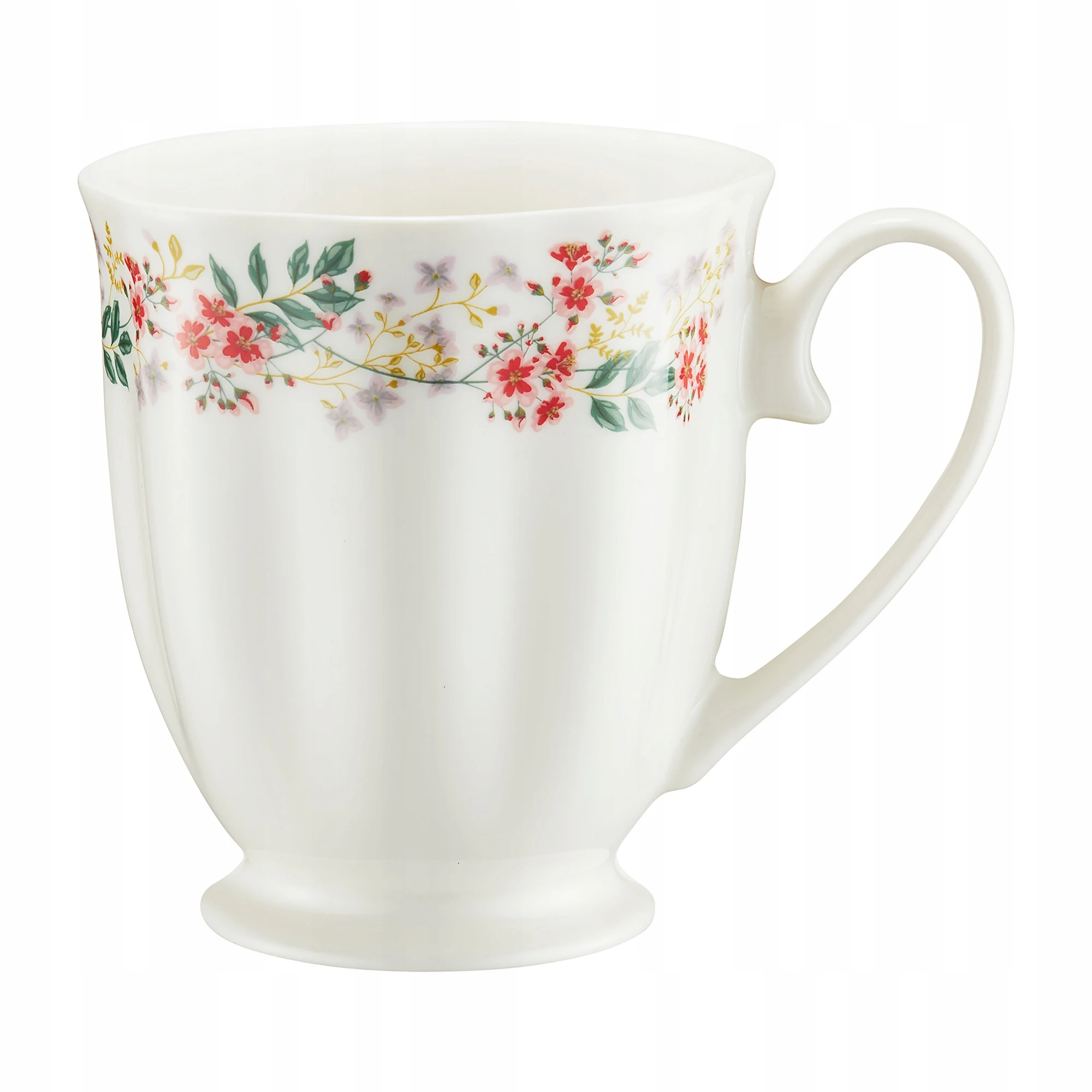 300 ml porseleinen mok witte bloemenprint op voet elegant 1 st