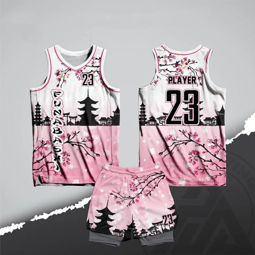 

Комплект баскетбольного трикотажа 24-25, комплект с цветком сливы, китайская скорость ветра, сухая дышащая детская футболка без рукавов для взрослых, комплект с шортами