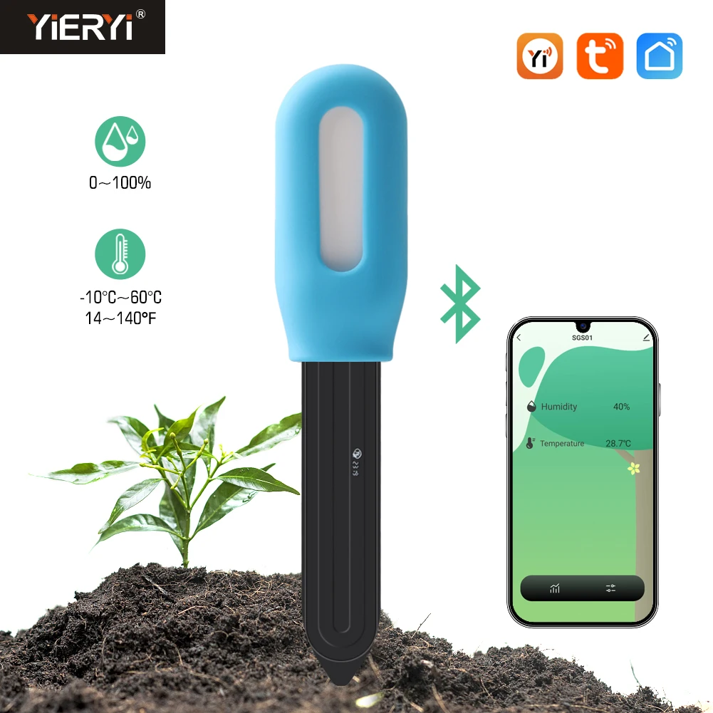 

Tuya Smart Bluetooth Soil Tester Moisture Temperature Humidity Sensor Wireless Earth Hygrometer for Planting Garden Potted Lawn