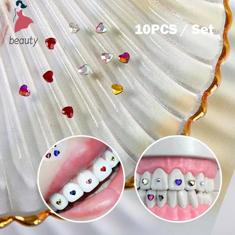 10Pcs 3mm Diamond Dental Tooth Gems Crystal Ornament Denture Acrylic Teeth Crystal Ornament Oral Hygiene Tooth Decoration