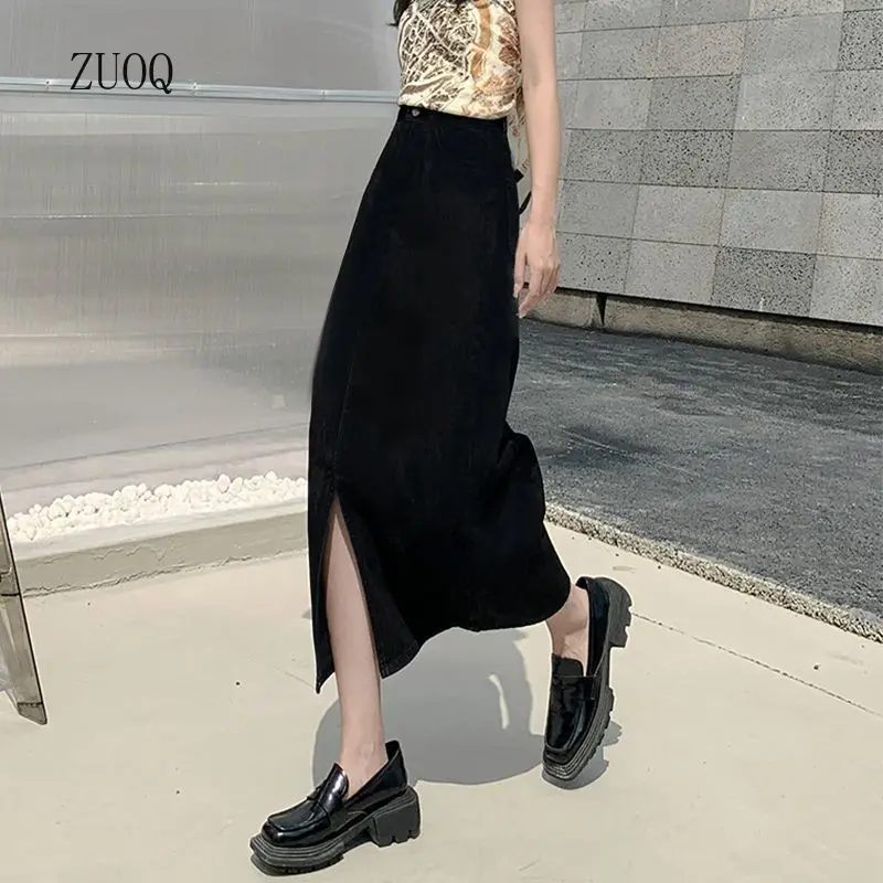 

Новые джинсовые юбки женские 2026: классические базовые миди в корейском стиле, однотонные черные повседневные джинсовые юбки для женщин в стиле Харадзюку