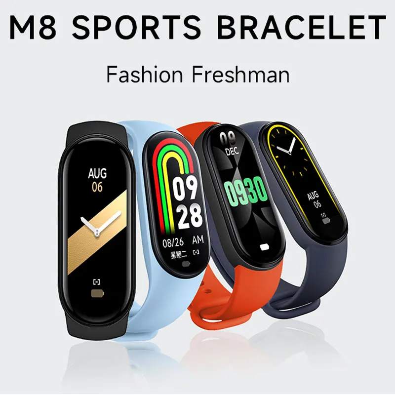 ل Xiaomi الرياضة ساعة ذكية التحكم بالموسيقى اللياقة البدنية السعرات الحرارية المسار سوار رسالة الهاتف تذكير خطوات BT SmartWatch M8 الفرقة
