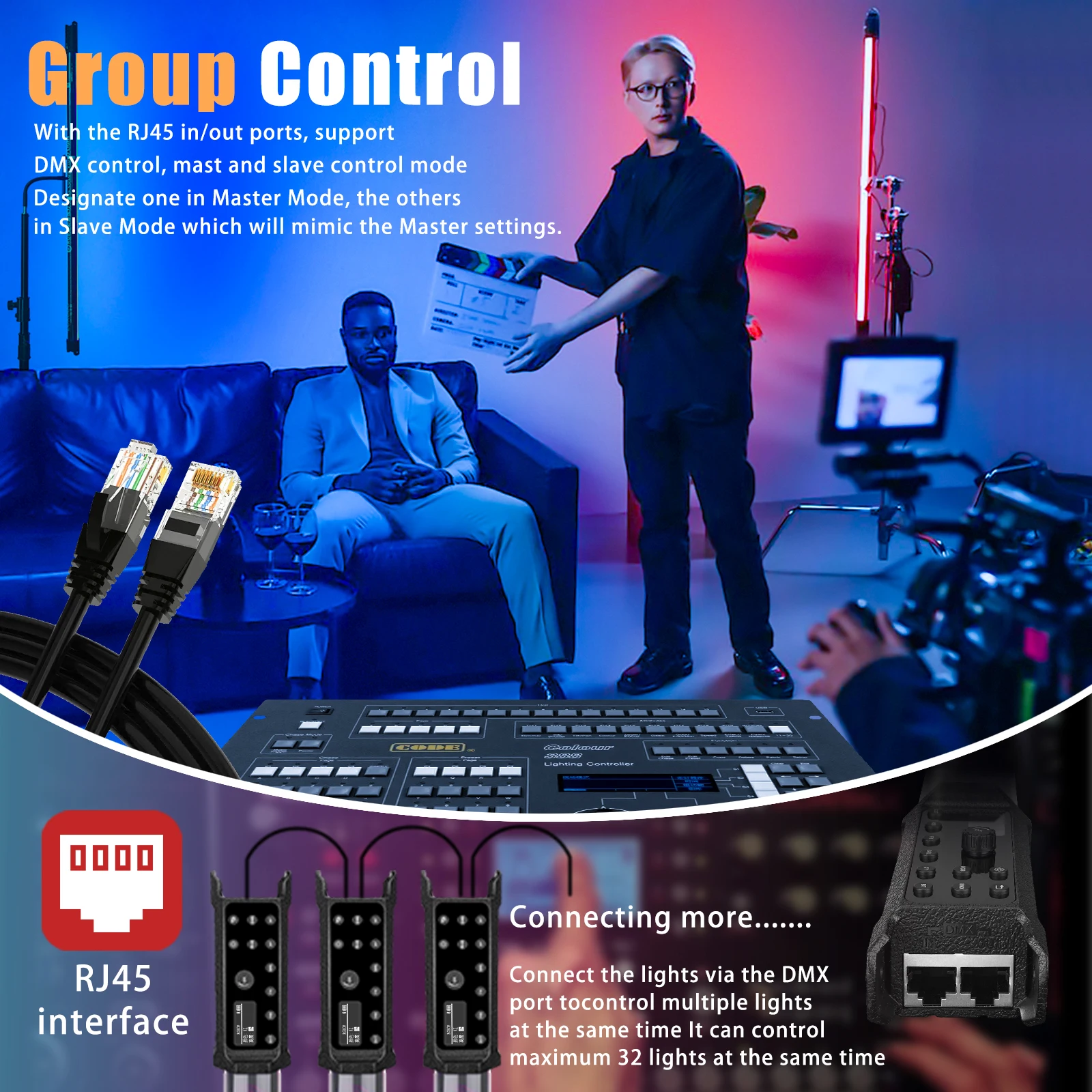 LUXCEO P120S APP Control DMX Light RGB Tube Stick CRI95+ 2000~10000K 3000LM 30W Photography Video Light for Studio Film Stage
