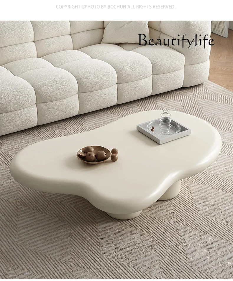 

Cream wind cloud coffee table living room French light luxury designer creative wabi sabi wind round coffee table