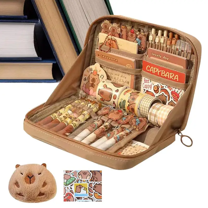 

Capybara Pencil Pouch Open Wide Compartment Pencil Case Large Stationery Organizer Open Wide Compartment Pen Bo'x For School