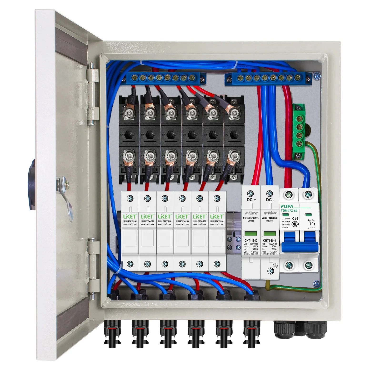 

Eco worthy DC Solar Panel PV Array 6 String Combiner Box Power System Connection