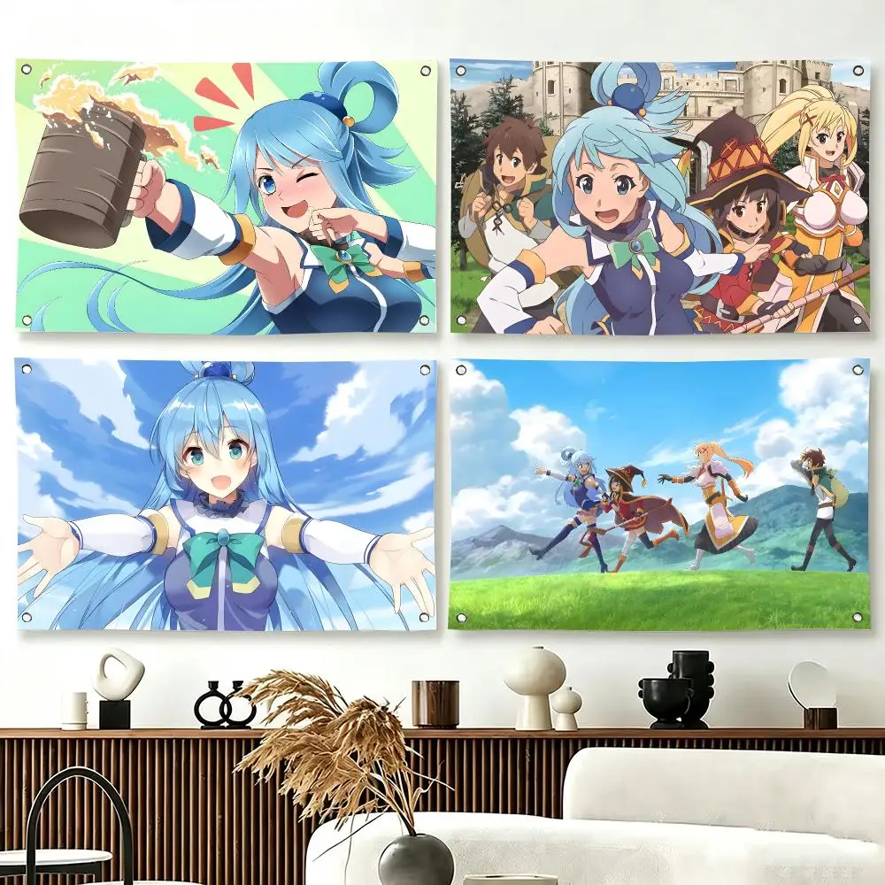 Adventure Anime K-KonoSuba Flags  For Living Room Home Dorm Decor Wall Outdoor Camping Party Banner Gifts