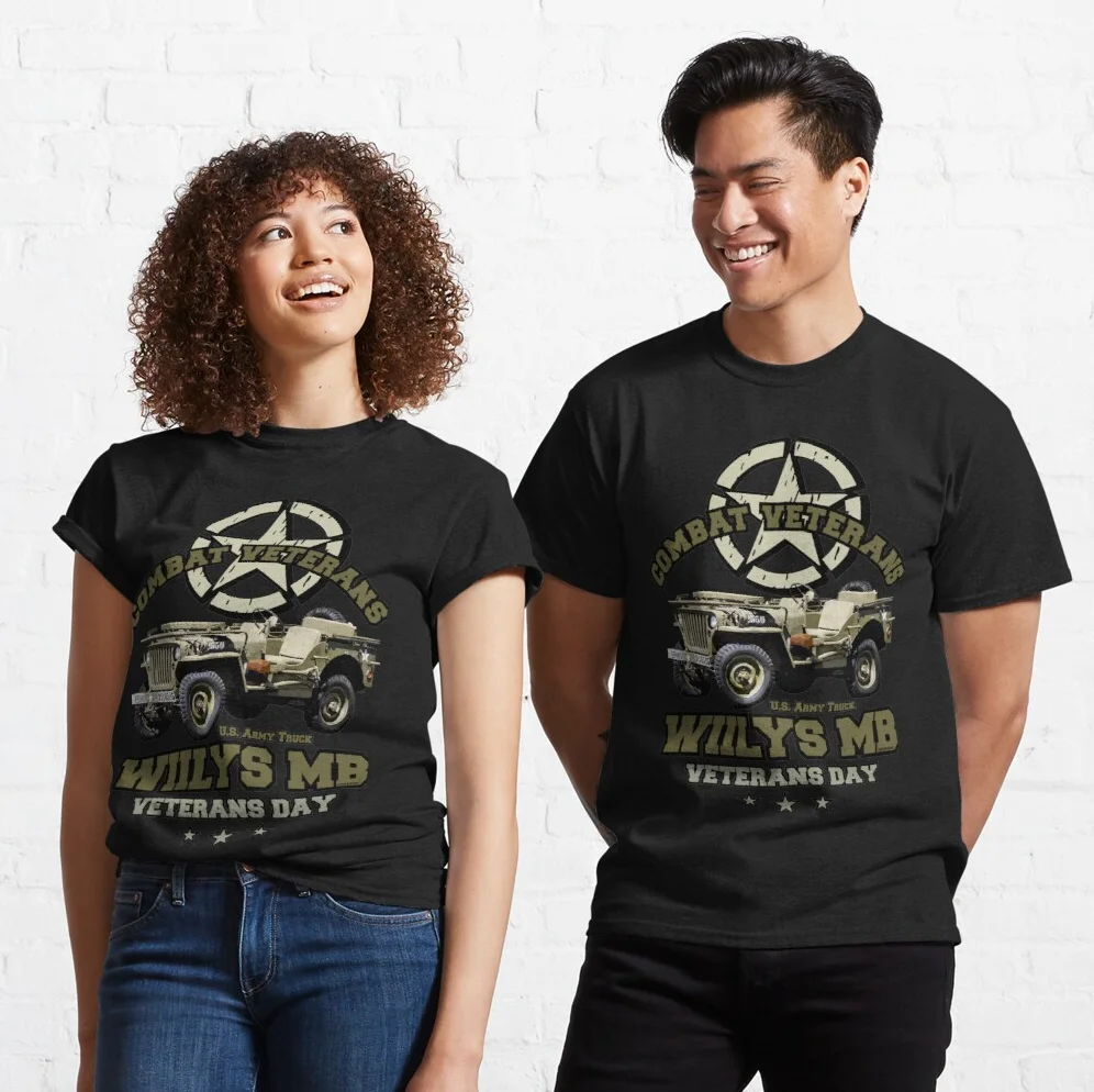 

US Army Truck WILLYS MB Combat Veterans T Shirt. New 100% Cotton Short Sleeve O-Neck T-shirt Casual Mens Top