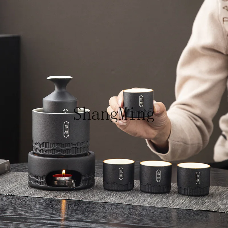 

CL slightly drunk wine warmer, iron pot ceramic household wine set Baijiu candle wine heater high-end gift box