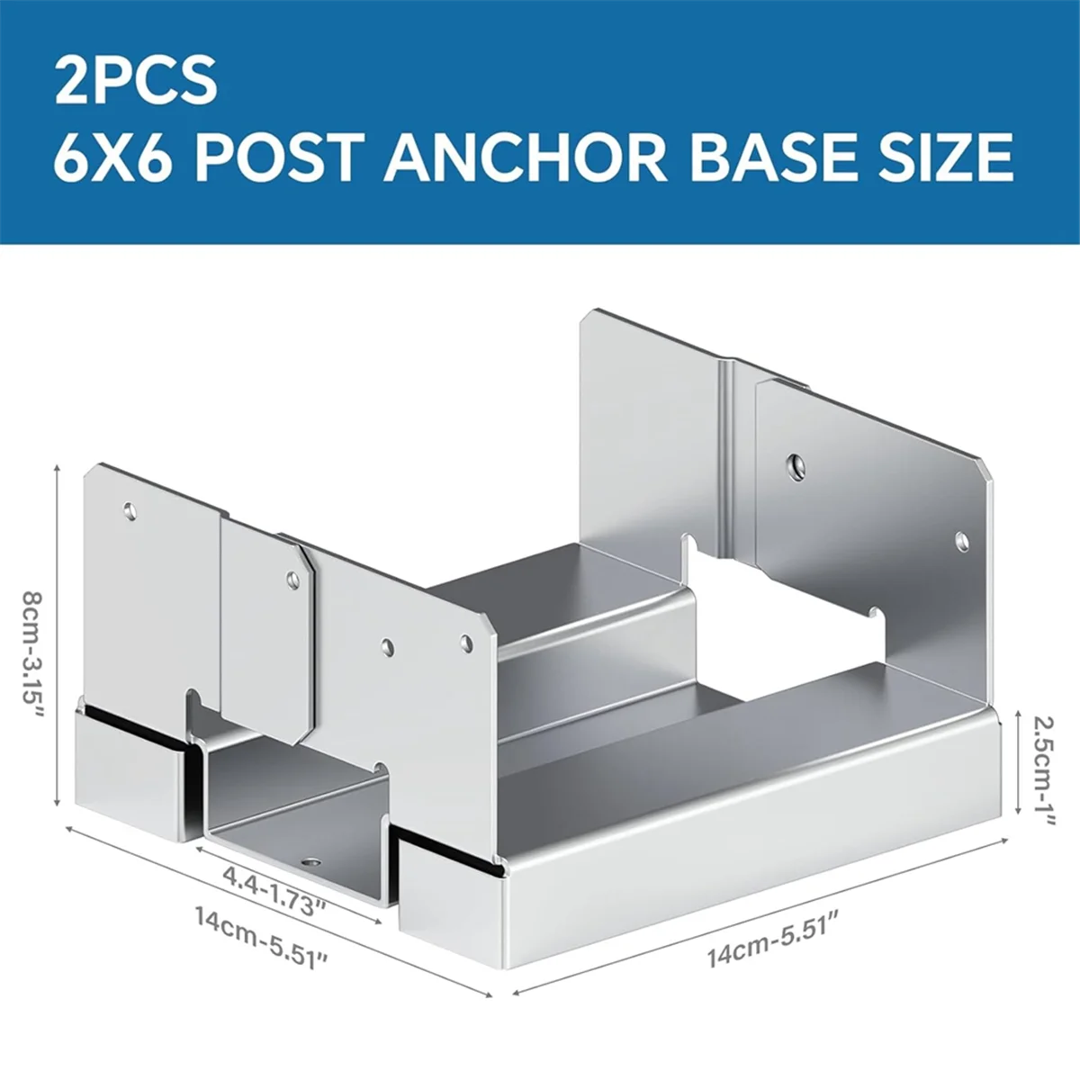 

AA98 6x6 Galvanized Post Base for Concrete, 2 Pack Post Deck Base Anchor for 5.5x5.5 Wood with 20 Screws & 2 Fastener