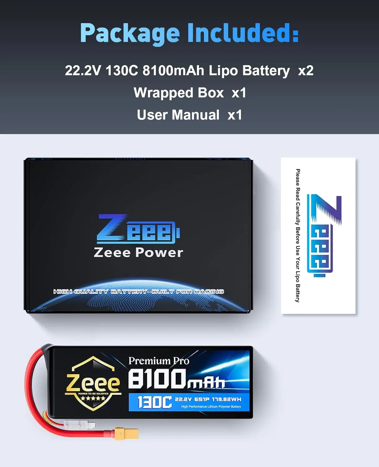 Zeee Premium Pro 6S Lipo Bateria 8100mAh 22.2V 130C FPV Drone Bateria Softcase com Plugue XT90 para Carros RC Drone Modelos de Corrida
