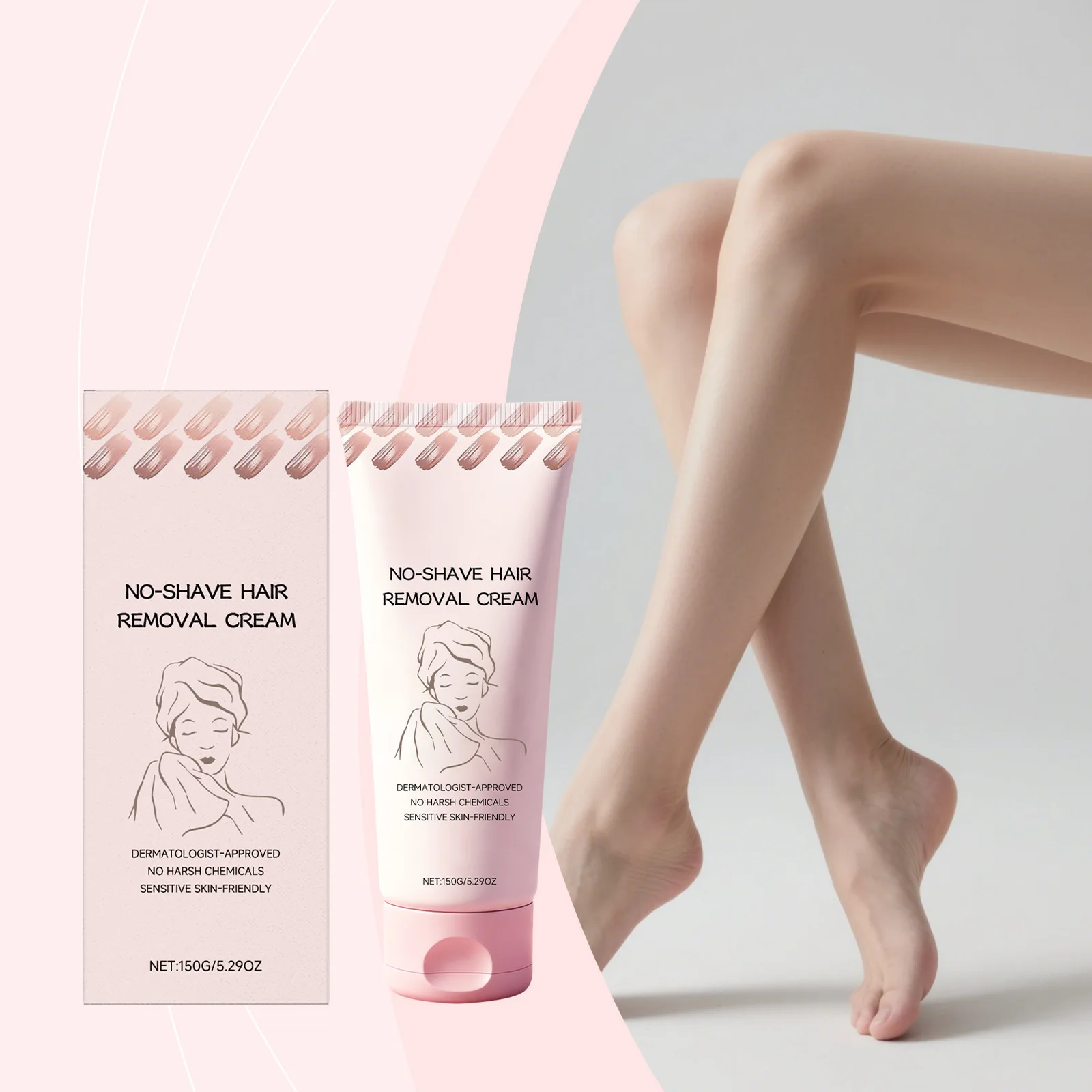 

No Shave Hair Removal Cream Sensitive Skin Painless Depilatory Cream for Legs Arms Underarms Moisturizing Hair Growth Inhibitor