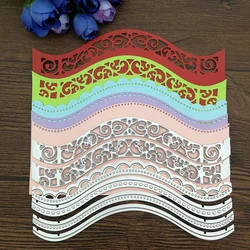 6PCS Vintage Lace Embrossing Curved Wavy Border Edge Metal Cutting Dies Embossing Scrapbooking Paper