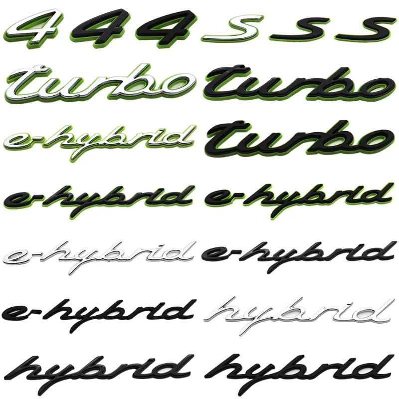 1pcs new 4 S Turbo e hybrid ABS Car Fender side logo sticker Rear tail door trunk sticker car rear Emblem sticker Accessories