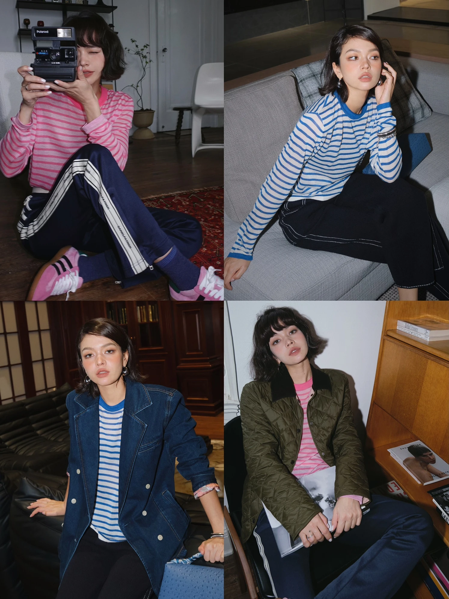 

Betchow Slim Fit Striped Woolen T-irt Thin Lightweight Long Sve Early Autumn Faion Layering Lazy Sle round Ne