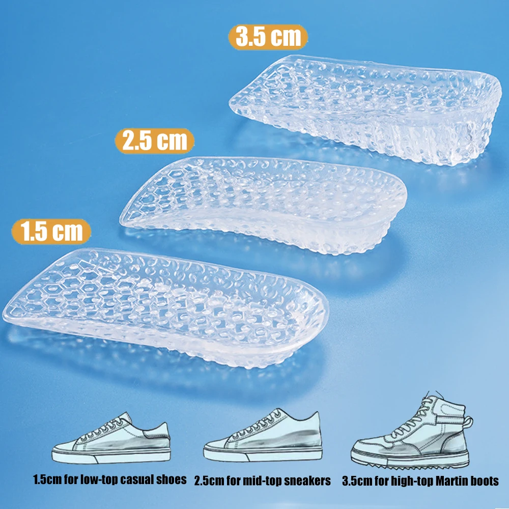 Silicone Height Increase Insole Woman Flatfoot Arch Support Orthopedic Insoles for Shoes Men Invisible Heel Lift Insert Shoe Pad