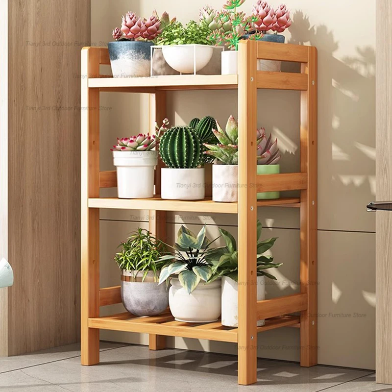 Balcony Flower Shelf Plant Shelves Pot Holder Lean Against The Wall Wood Plant Shelves Put Decorative Furniture Portafiori FYPS