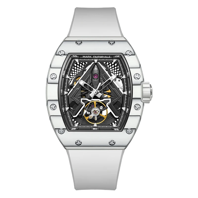 

43mm Carbon fibre Automatic watch Men's Luxury Watch install Automatic Movement Fluoro Rubber Sports Watches For Man