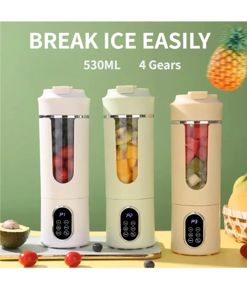 

New 530ml Portable Juicer Wireless USB Charging Crushed Ice Electric Juicing 12 Blade 4 Gears 7.4V Mini Fresh Juice Blender