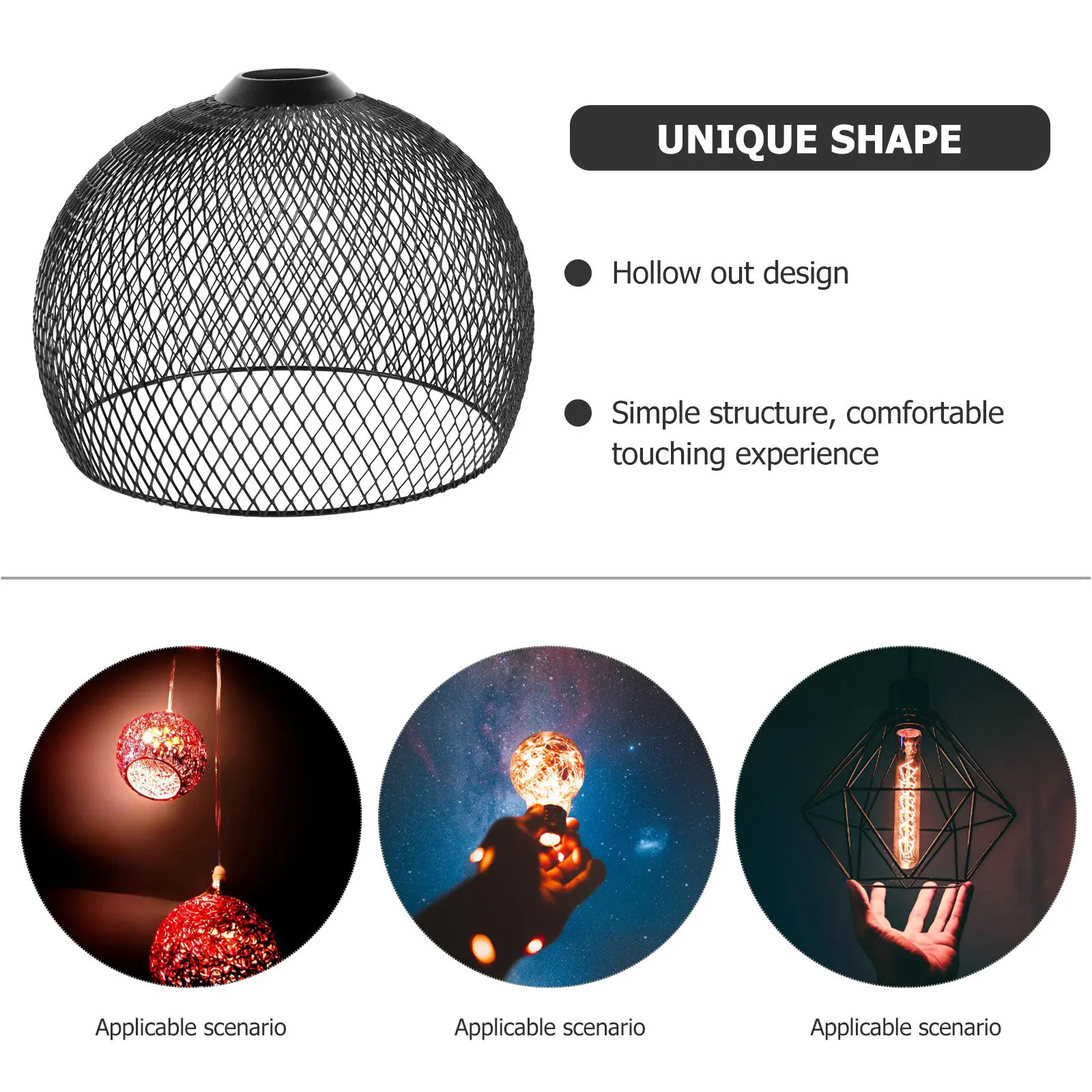 Premium Metal Lampshade Replacement Hollow Out Pattern Simple Black Decorative Lamp Shade for Pendant Lamp Chandelier Ceiling