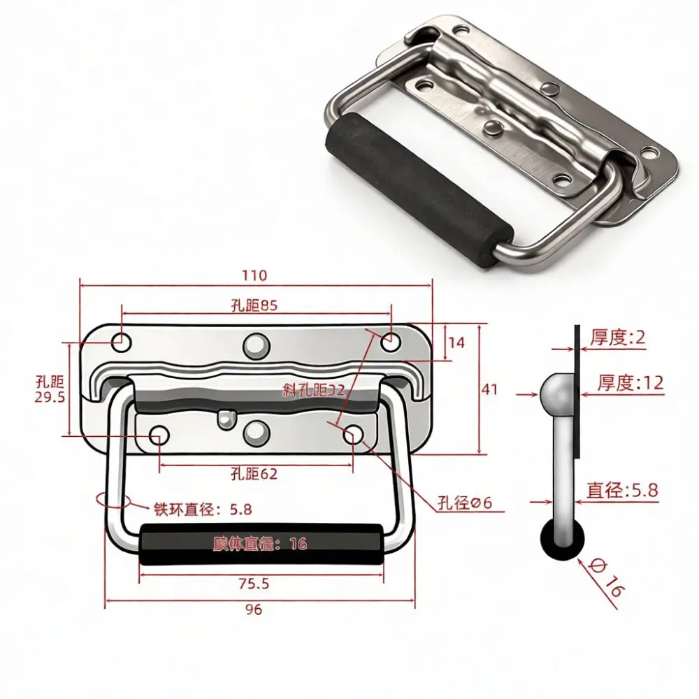 Portable Folding Spring Handle For Vanisee Cabinet Tool Case Industrial Hardware 304 Stainless Steel Flush Pull Replacement