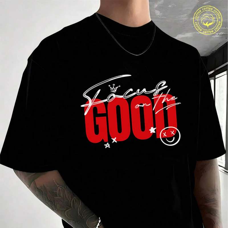 

Focus On The Good Design Moto Cotton T-Shirt New Men's Casual O-neck Short Sleeve Tees
