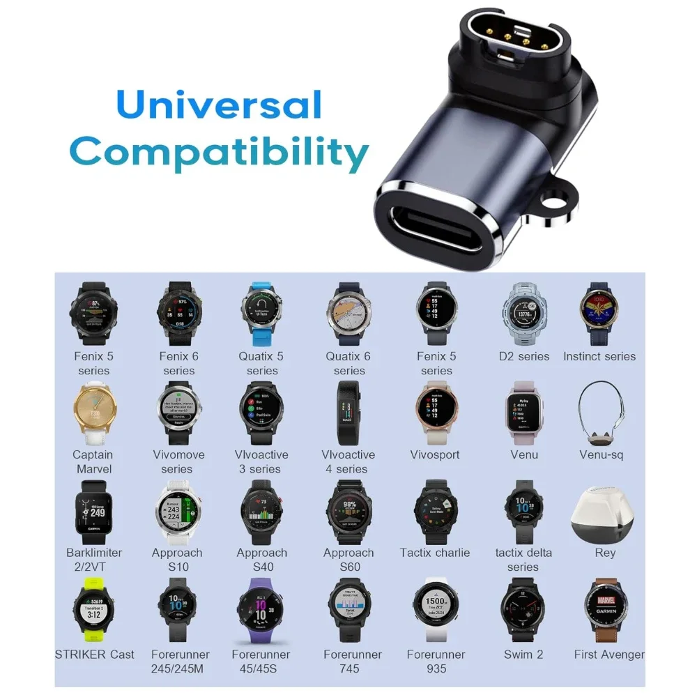 Para garmin fenix 8 7 7S 7x 6S 6 forerunner 955 965 qualix USB-C carregador smartwatch adaptador de carregador garmin adaptador de cabo de carregamento