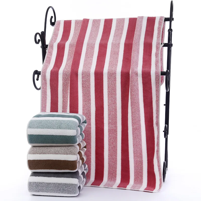 2PCS Quick-Drying Striped Towel Set Thickened Absorbent Soft Towel Bathroom Experience Bath Towel for Home Bathroom SPA Or Hand 5