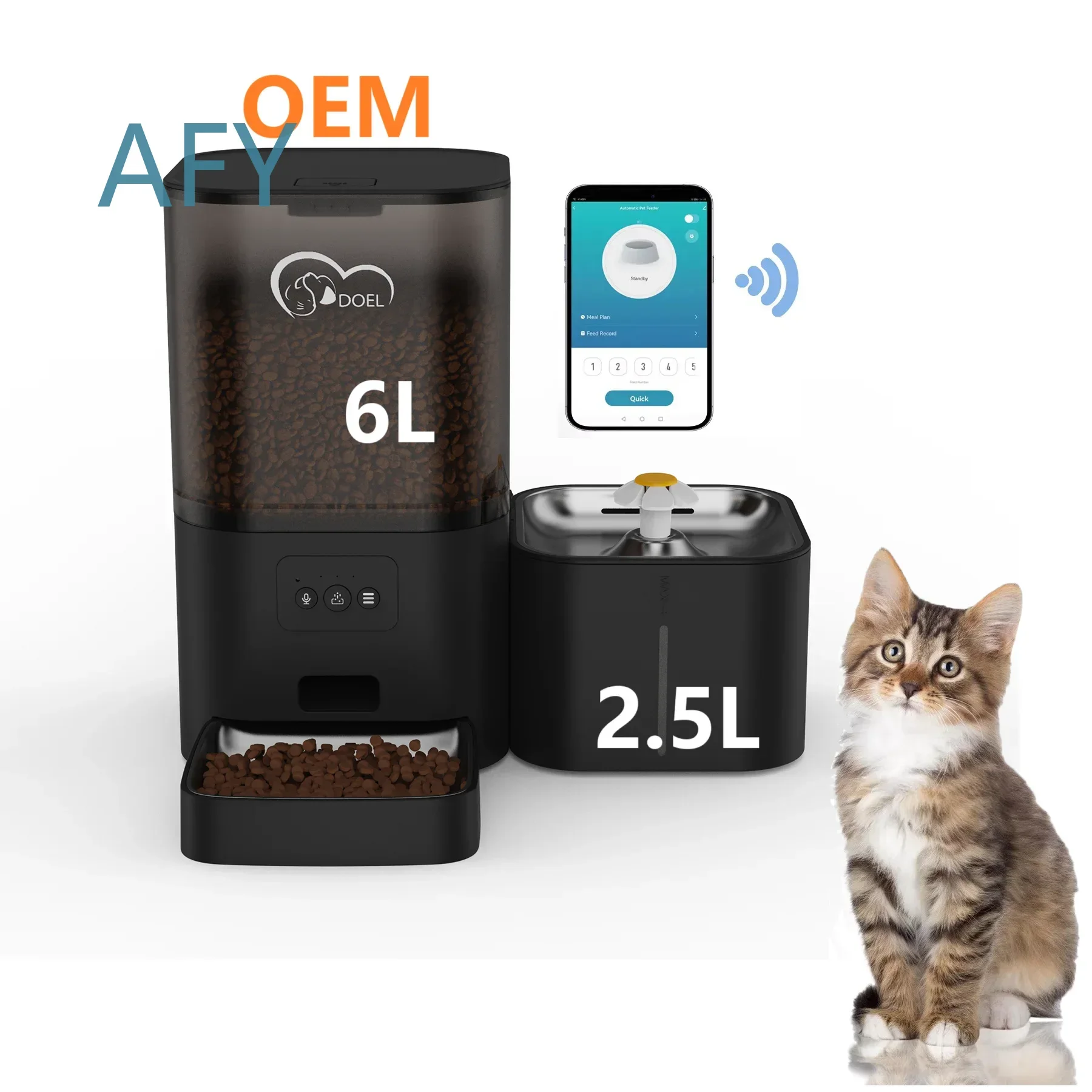 for Smart Automatic Pet Feeder 6L Food 2.5L Water 2 in 1 App Control WiFi Pet Feeder for Cats Dogs Small Medium Large Pets