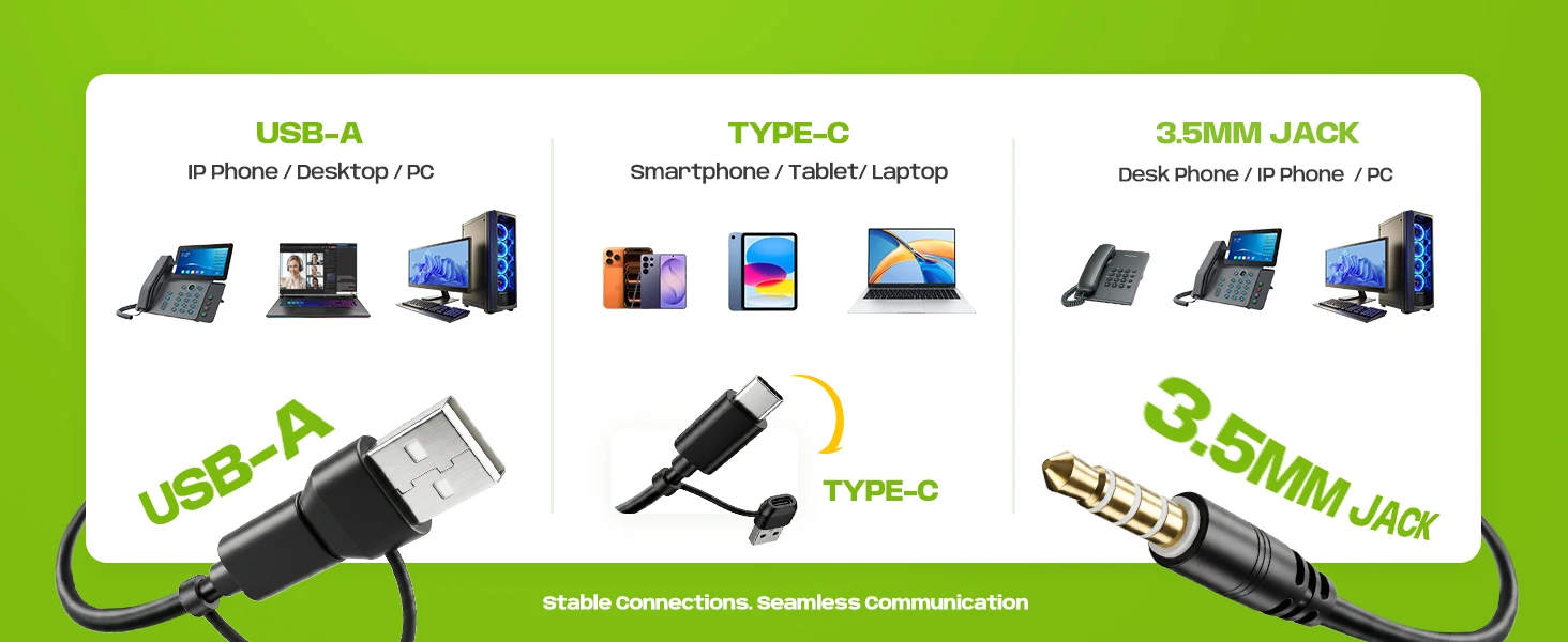 Acer USB-A/C & 3,5-mm-Stereo-Kabelgebundene Computer-Headsets mit Geräuschunterdrückendem Mikrofon und In-Line-Steuerung, kompatibel mit Teams, Zoom, UC – Detail 6