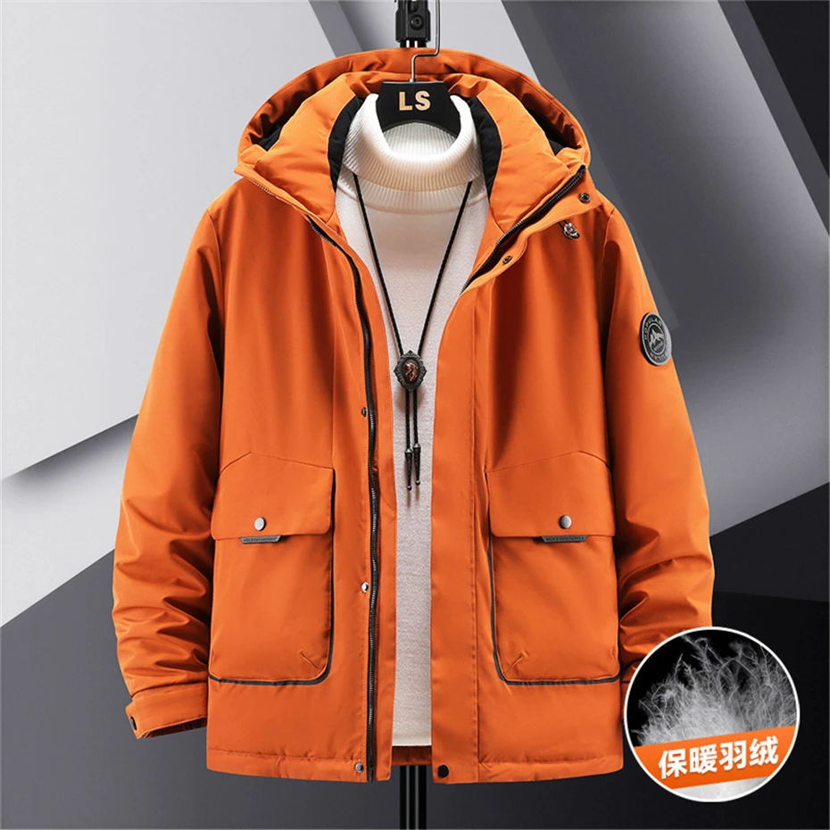 Chaqueta de plumón con capucha para hombre, abrigo grueso y cálido, impermeable, de carga, a la moda, talla grande 7XL, para invierno