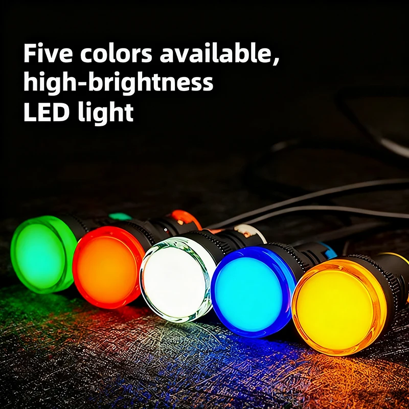 Universal 22mm LED Pilot Light AD16-22 12V 24V DC 220V AC for Control Panel CNC PLC Power Signal Indicator Industrial Equipment