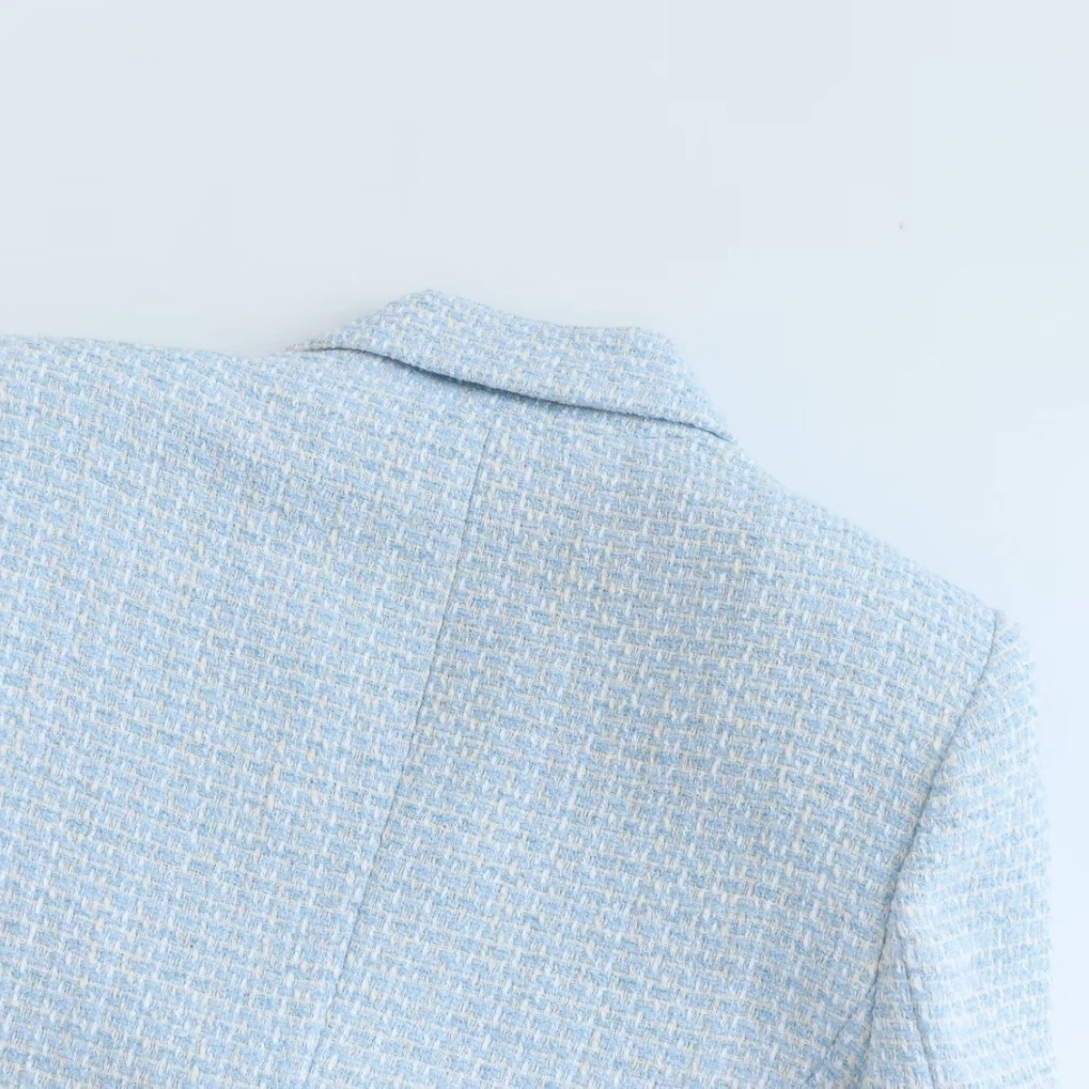 Blauwe Geruite Formele Jassen Voor Dames Double-Breasted Mode Blazers Herfst Slanke Tweed Pak Jas Kantoor Dame Elegante Overjas 2025