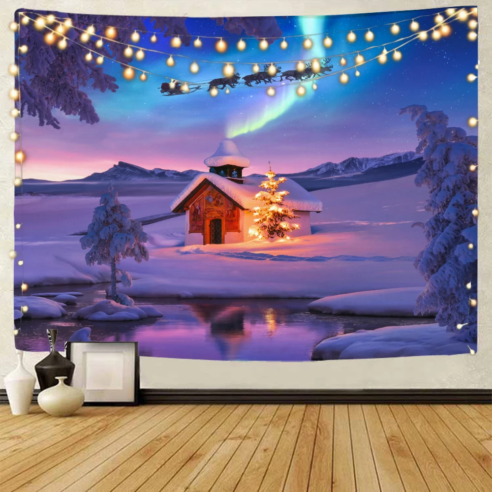 Santa Claus Christmas snow scene decoration tapestry     home  background cloth