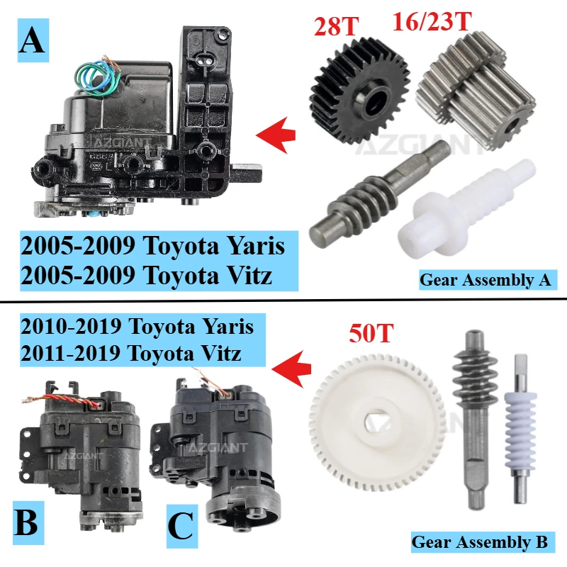 Compatible with Toyota Vitz Yaris 2005-2019 Car Accessories Electric Rear View Reversing Mirror Folding Actuator Assy&gear Set