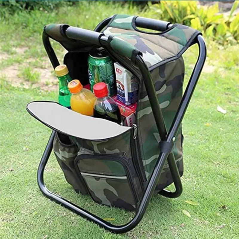 2-in-1 Folding Fishing Chair Bag, Fishing Backpack, Stool, Comfortable and Wear-Resistant, Outdoor Mountaineering and Hunting Eq