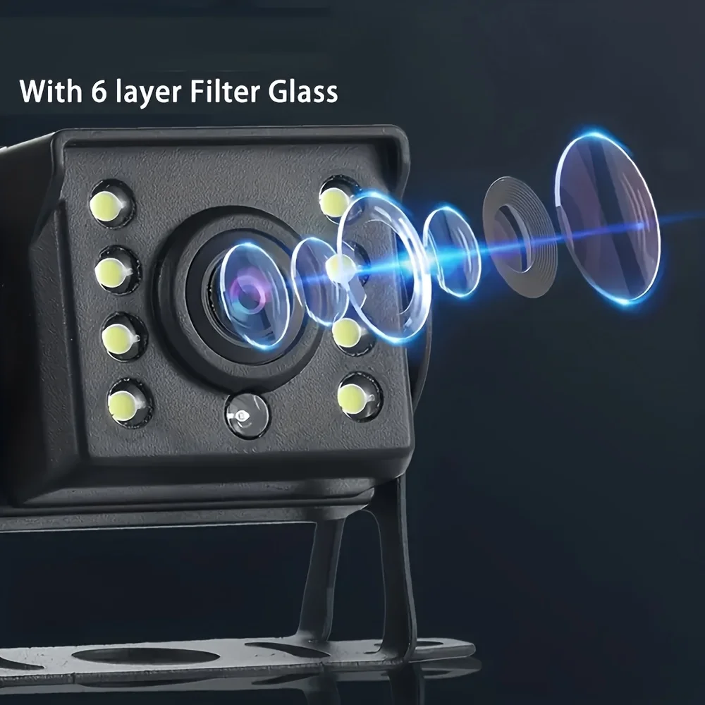 1 قطعة 7 "HD TFT شاشة ملونة مع 8-LED 12-24 فولت كاميرا الرؤية الخلفية CCD الثقيلة ، التوصيل والتشغيل سهلة التركيب لمقطورة الشاحنة