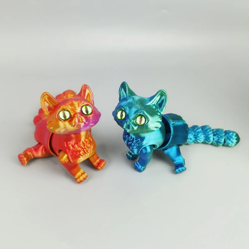 Creative 3D Printing Cartoon Cute Cat Model Toys Kawaii Cat Joints Movable Animal Decoration Ornaments Children\'s Toys Fun Gifts