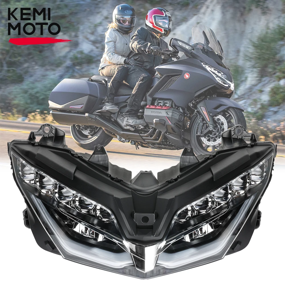 For Honda Goldwing GL1800 Motorcycle Headlight Headlamp Gold Wing GL 1800 2018 2021 2022 Front Head LED Light Assembly KEMiMOTO