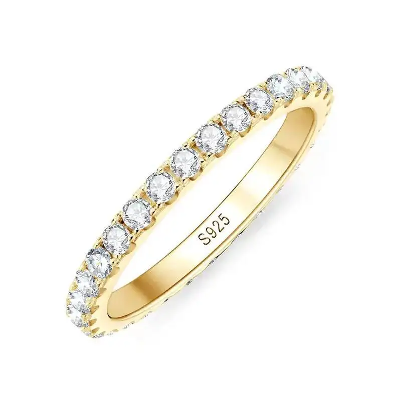 JoiasHome Gold Filled Wedding Band For Women Certified D Color VVS1 Lab Created 2mm Moissanite Eternity Ring Sparkling Jewelry view 6